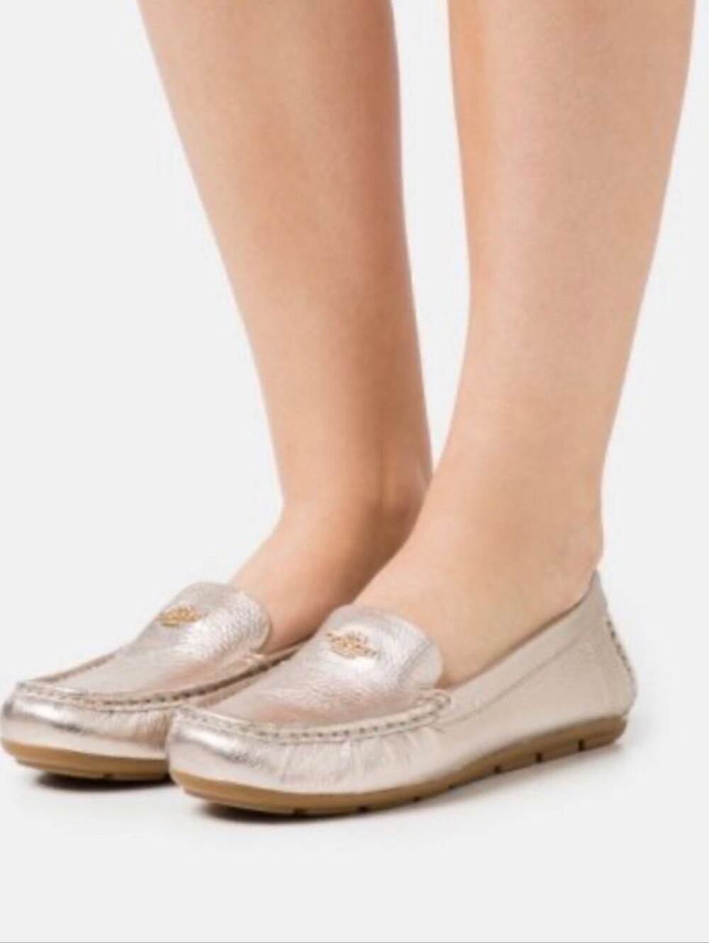 Coach Pebbled Leather Amber Gold Metallic Loafer - Picture 2 of 13